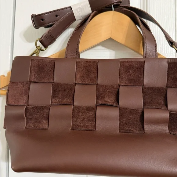 NWT The Basketweave Mini Crossbody Tote in Leather and Suede - Picture 3 of 6